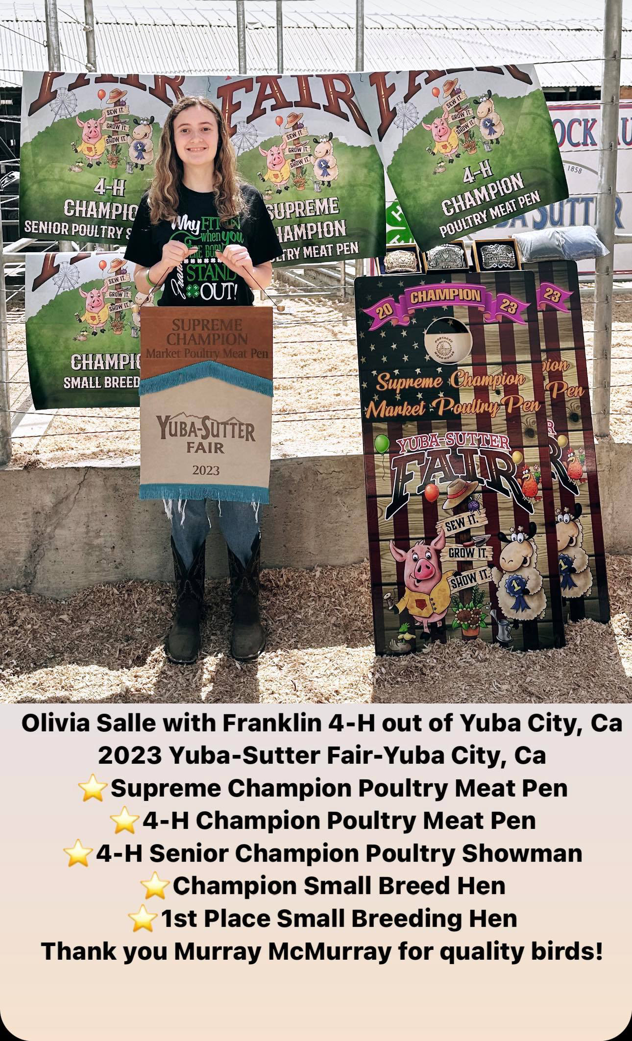 McMurray Hatchery | 4-H Winners | Olivia Salle, Yuba, CA | Supreme Champion | Poultry Meat Pen